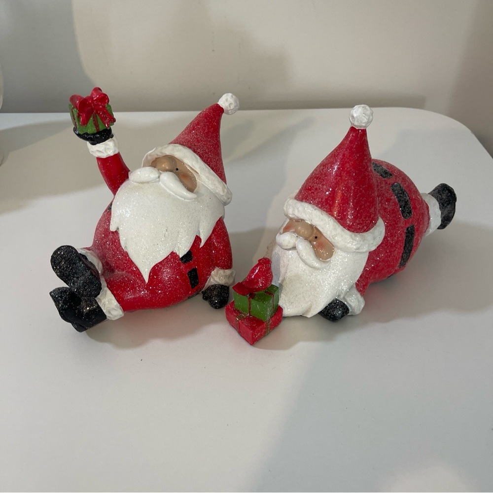 Regency Lounging Glitter Santa Claus Table Decor Set Of 2